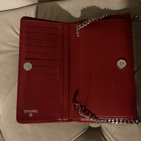 Authentic Chanel red WOC after market chain added - Picture 3 of 11